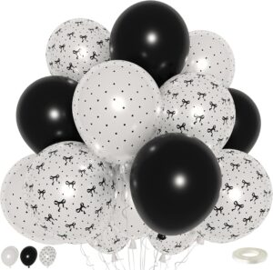 Black and White Bow Balloons Polka Dot for Women Girls Coquette Party Decor