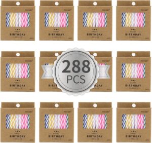 PHD CAKE 288-Count Multicolored Spiral Birthday Candle, Birthday Candles for Cake, Cupcake Candles, Party Celebration